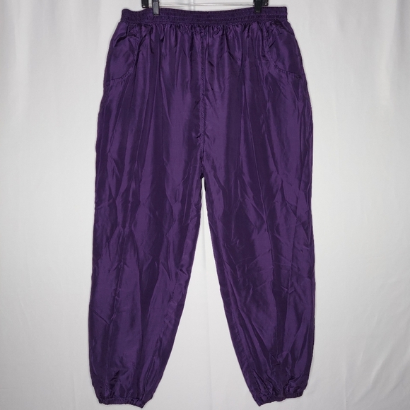 Vtg 90s Silk Exchange Silk Jogger Pants 24W Drawstring Elastic Waist Pockets